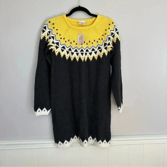 Hanna Anderson Girl's/Kid Wool Blend Gray & Yellow Sweater Dress Sz 150, 12 NWT - Picture 2 of 9